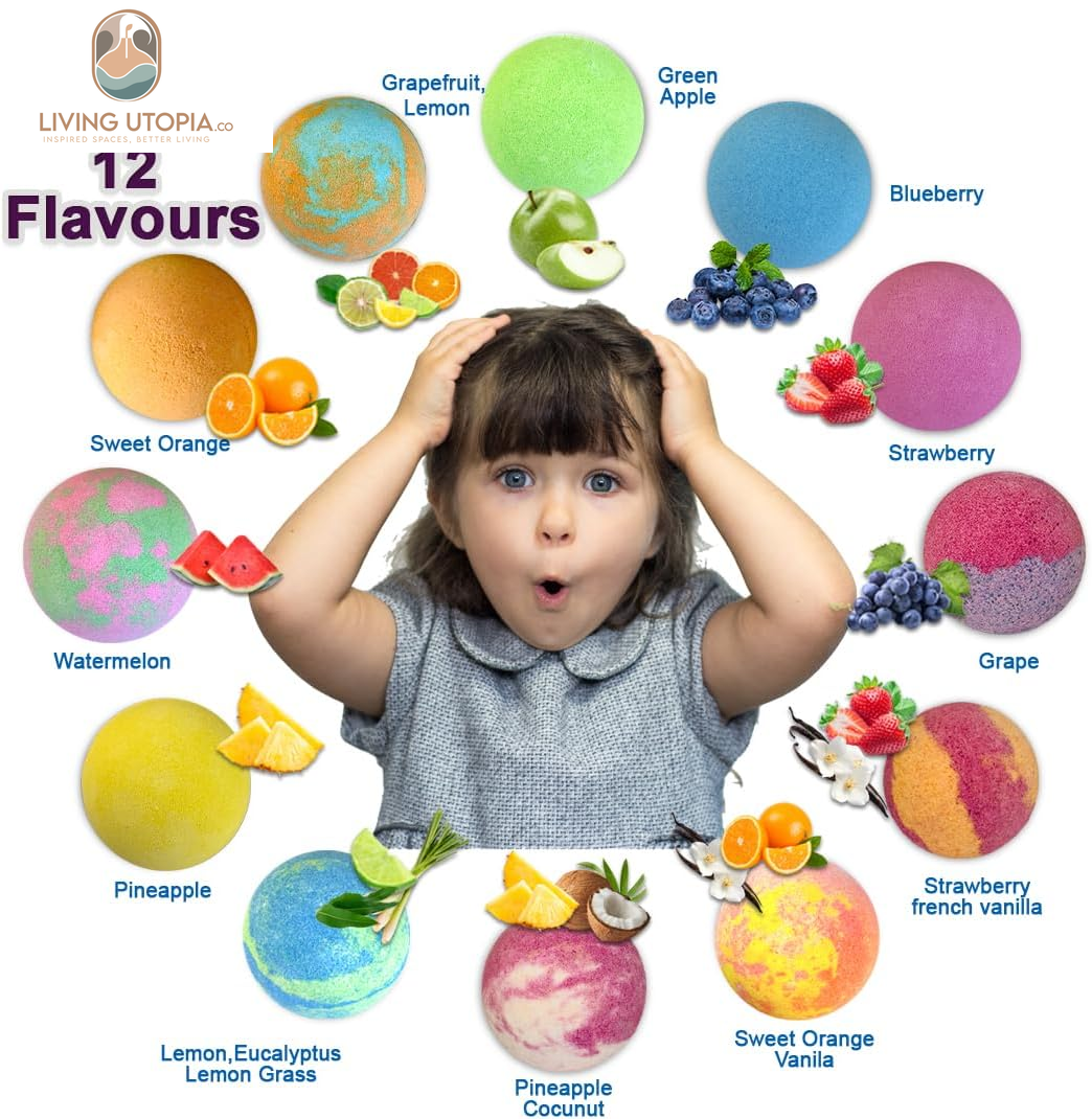 Bath Bombs for Kids with Surprise Inside, 12 Organic Bubble Bath Fizzies with Jungle Animal Toys. Moisturizing, Gentle & Kids Safe, Rainbow Spa Bath Fizz, Birthday Gifts for Kids, Boys, Girls