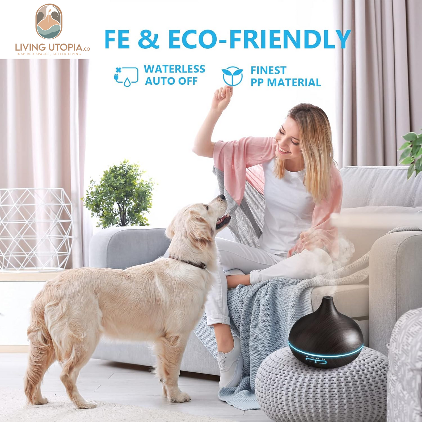 Diffusers for Essential Oils Large Room, 550Ml Essential Oil Diffusers with Remote Control, Ultrasonic Oil Diffuser with Timer, 7 Colors Light for Bedroom