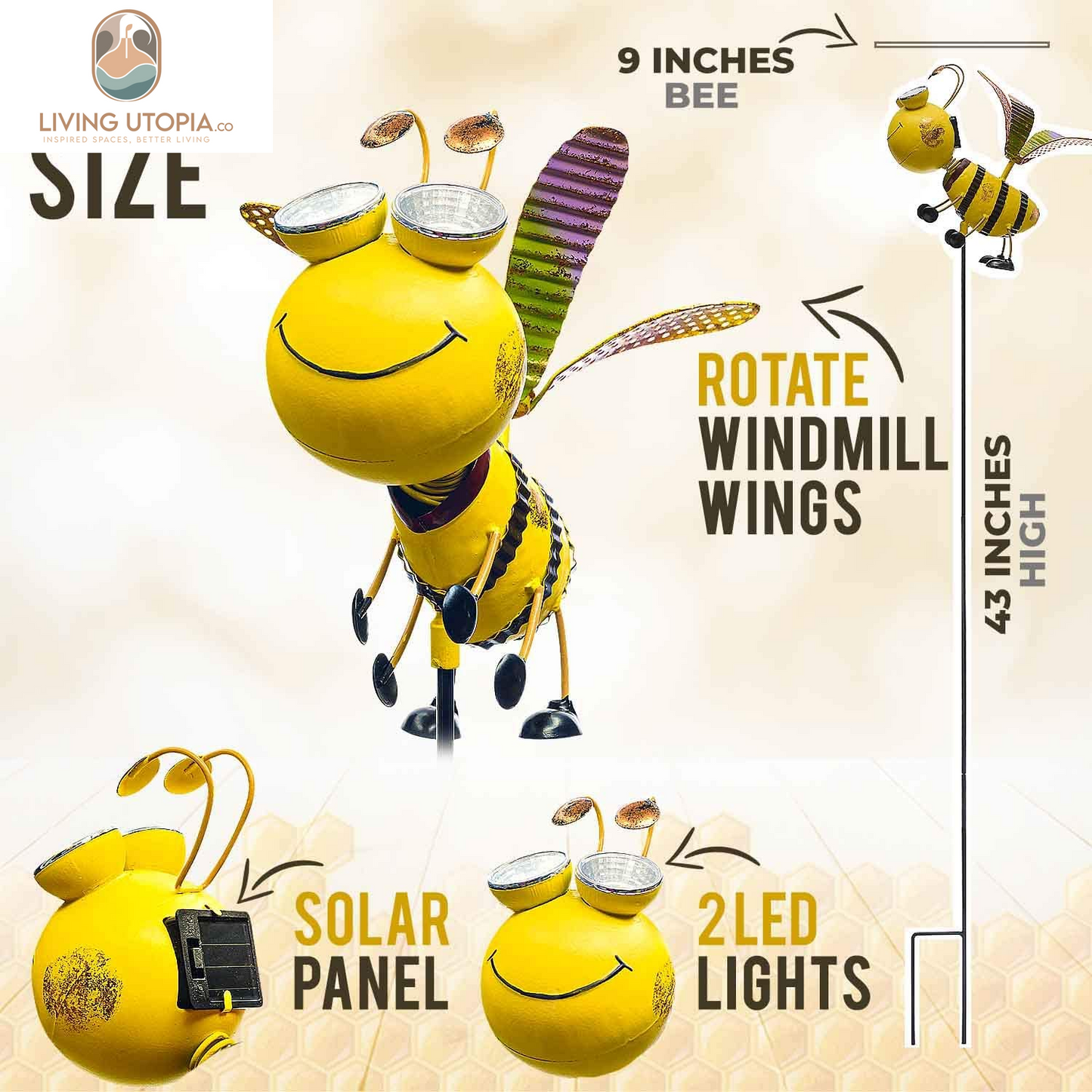 Bee Garden Decor - Add a Touch of Whimsy to Your Outdoor Living Space with This Bumble Bee Metal Yard Art - Bee Yard Decor