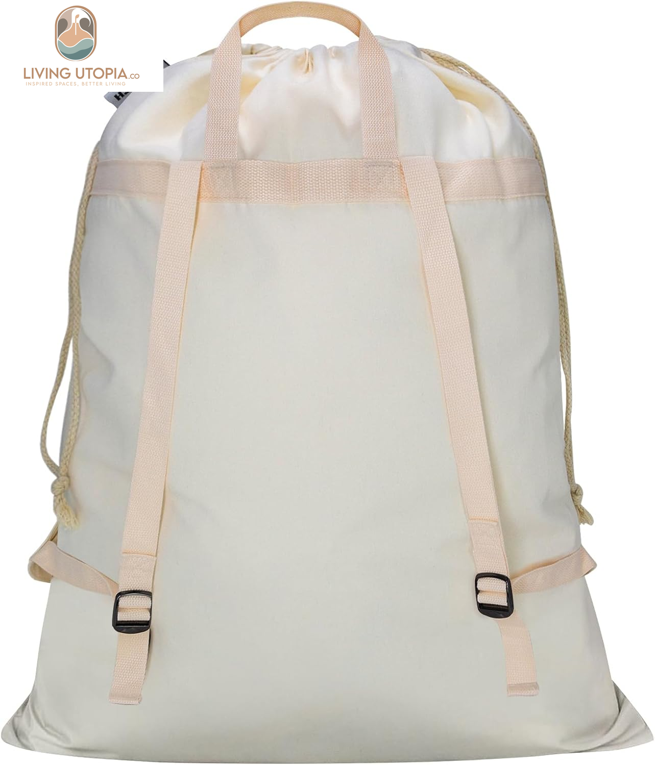 Laundry Bag Backpack with Shoulder Straps and Handle, Extra Large Heavy Duty Laundry Bag, Canvas Backpack for College, Travel, Camp (Beige)