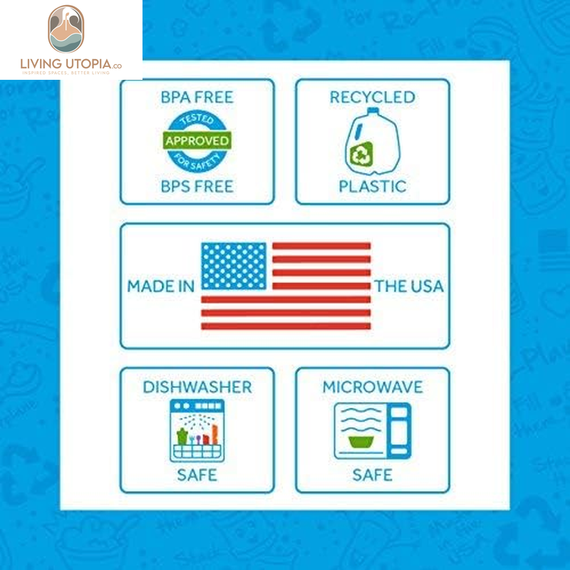 Made in USA 10 Oz. Open Cups for Toddlers, Set of 4 - Reusable and Stackable Toddler Cups for Easy Storage - Dishwasher/Microwave Safe Kids Plastic Cups, 4.75" X 3.25", under the Sea