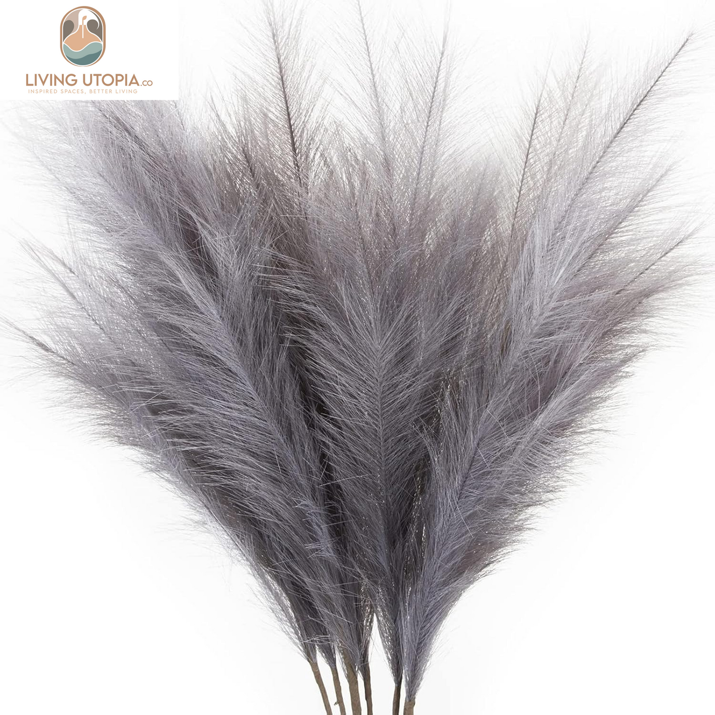 7-Pcs 38"/3.1FT Faux Pampas Grass Large Tall Fluffy Artificial Fake Flower Boho Decor Bulrush Reed Grass for Vase Filler Farmhouse Home Wedding Decor (Grey)