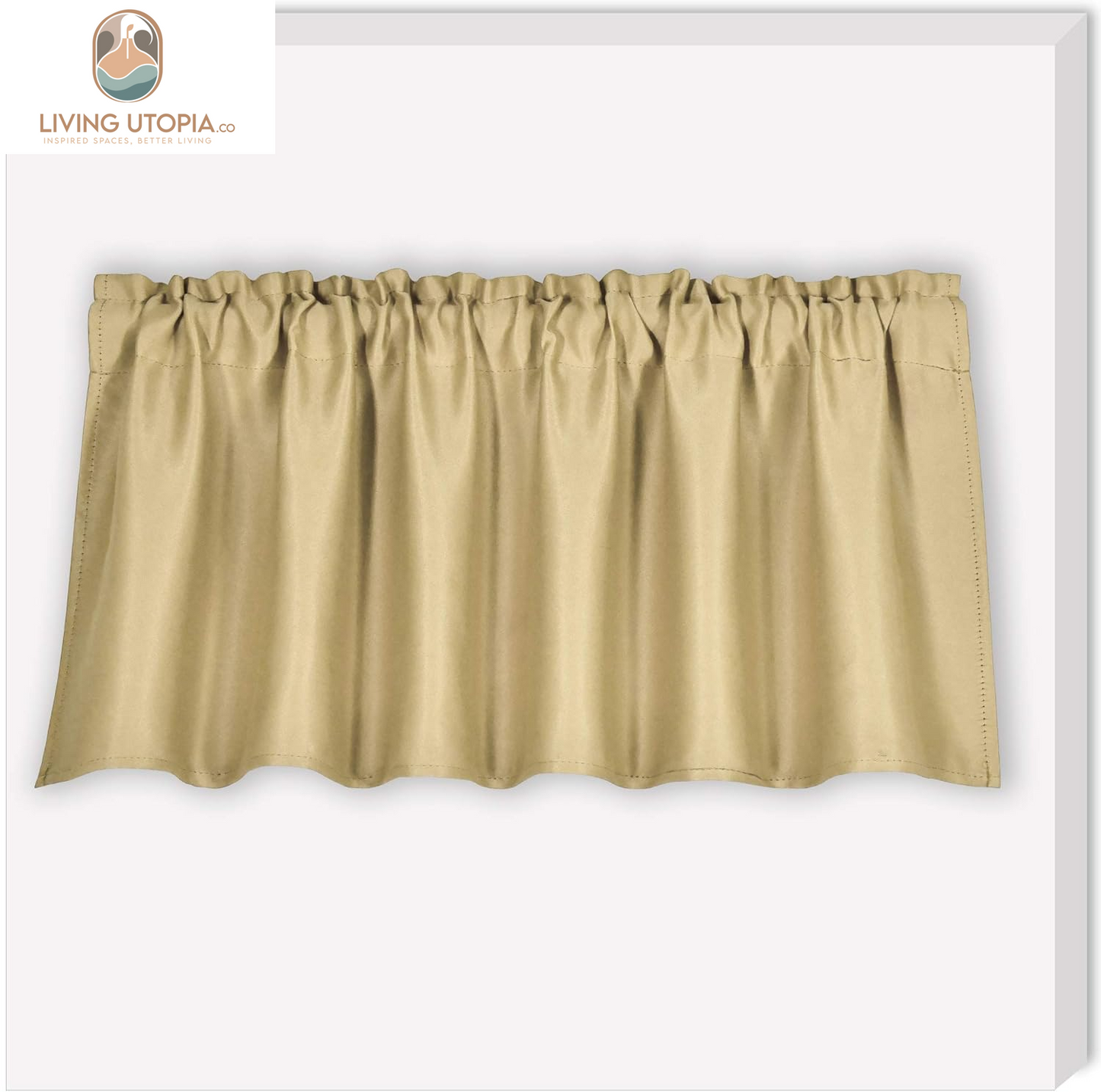 Energy Efficient Rod Pocket Curtains Valance for Windows Room Darkening Privacy Protection Valance 18 Inch Length for Bedroom Kitchen,Each Is 52X18 Inch,Biscotti Beige,Single Panel