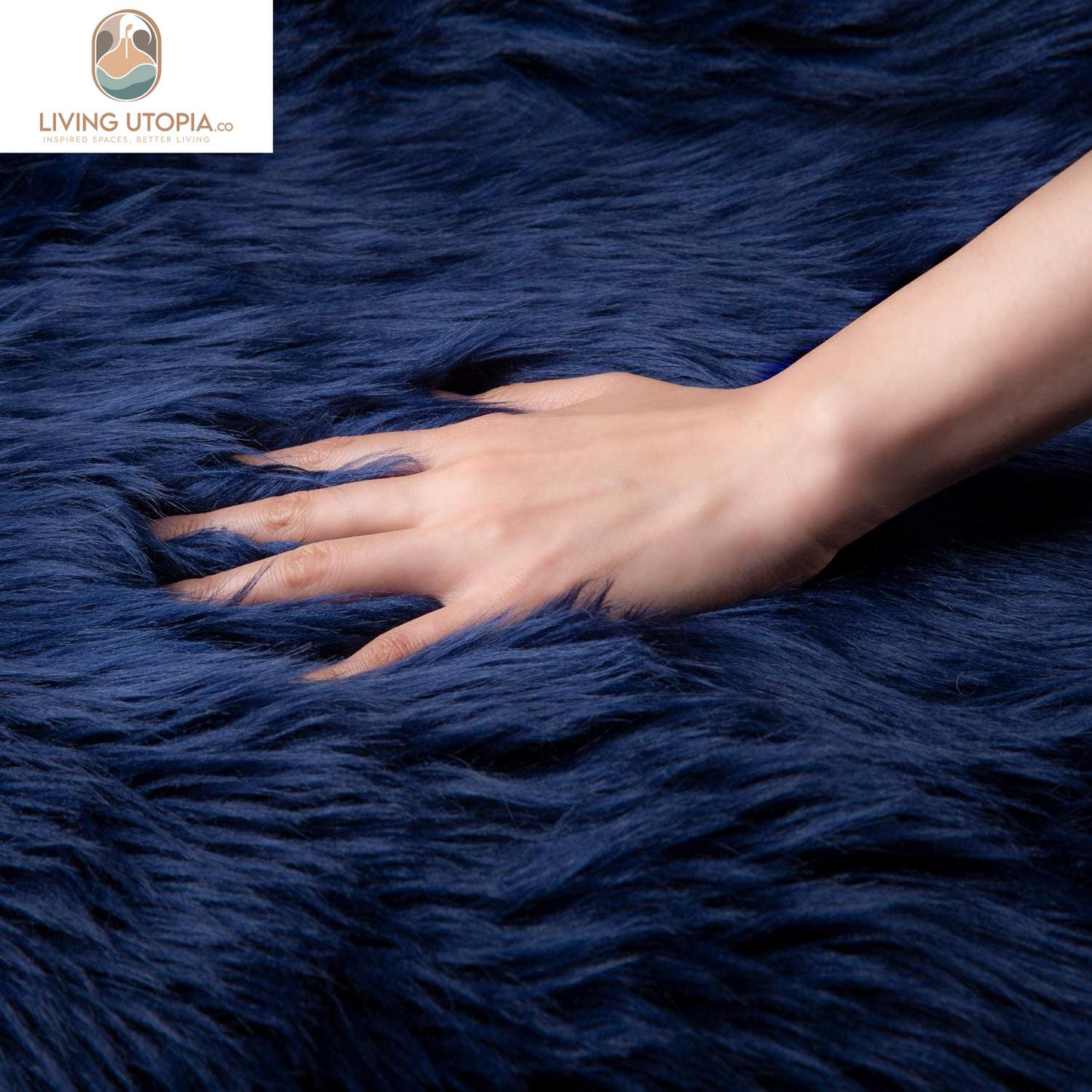 Ashler Faux Fur Rug, Fluffy Shaggy Area Rug Ultra Soft 2 X 3 Feet Sheepskin Fur Rug, Navy Blue Fuzzy Rug Machine Washable Shag Rug, Nursery Decor Throw Rugs for Bedroom, Kids Room, Living Room