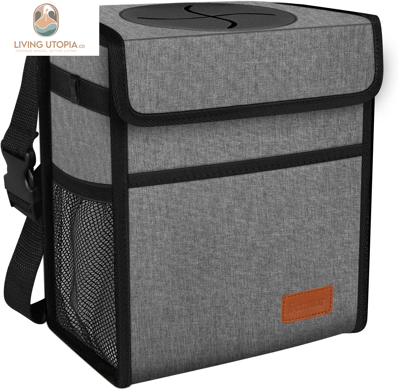 Car Trash Can Leak Proof Car Trash Bag Waterproof Car Garbage Can with Lid for SUV Front Seat Multipurpose Car Hanging for Headrest Collapsible and Portable with Storage Mesh Pocket, Grey