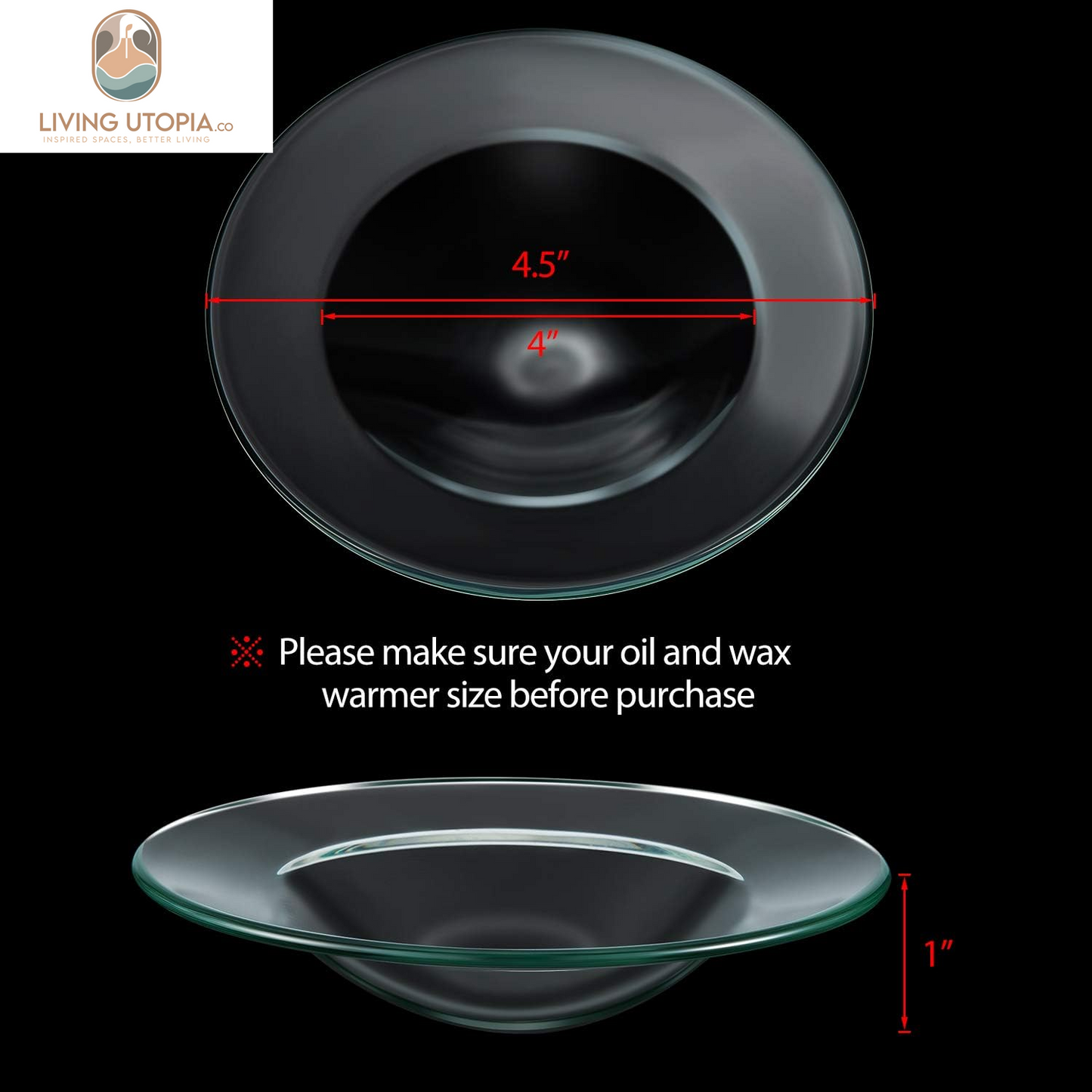 Replacement Oil Warmer Dish round Glass Dish Wax Melt Candle Warmer Bowl Plate Lid Tray for Aroma Therapy Lamp Electric Lamps Oil and Tart(2 Pieces,4.5 Inches)