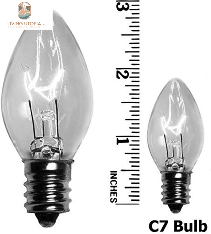 25 Pack C7 Clear Replacement Bulbs, C7 Clear Light Bulbs for Christmas Outdoor Patio Indoor String Lights, C7/E12 Candelabra Base, 5 Watt Night Light Bulbs- Clear