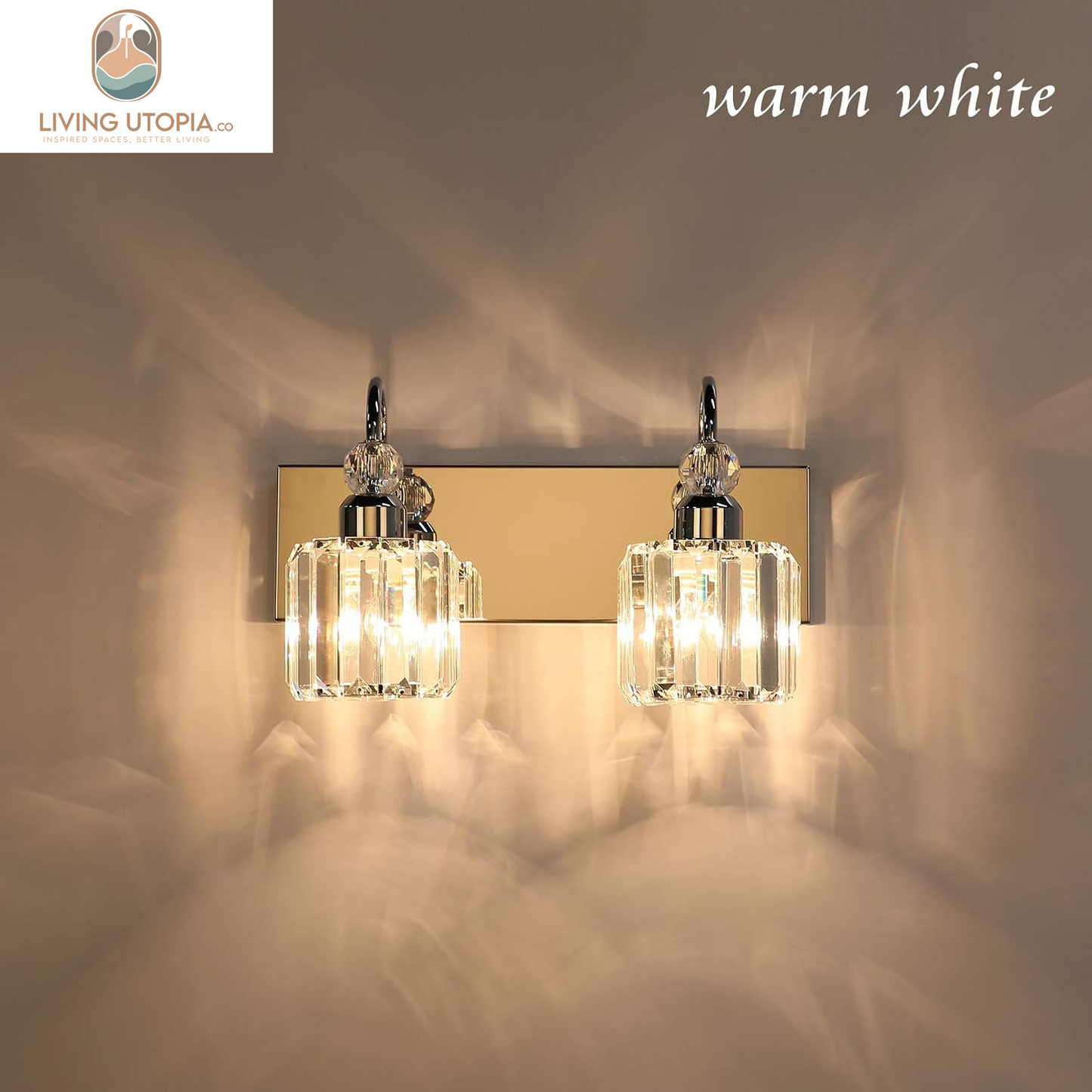 Modern Bathroom Vanity Light 2-Lights Modern Crystal Wall Light Fixtures Modern Crystal Vanity Lighting for Bathroom