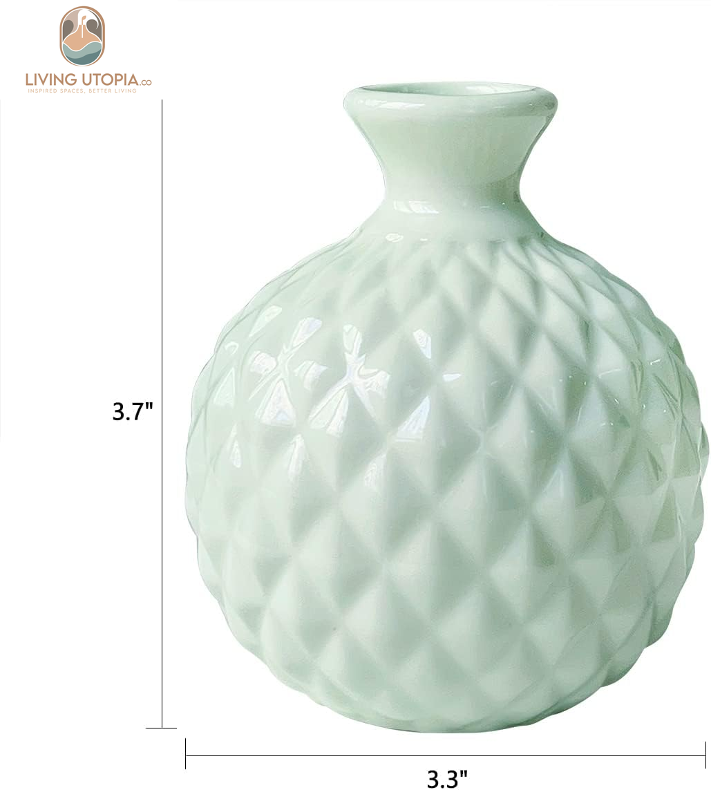 Ikebana Vase Flower Arrangement Bud Vase Hydroponics Macaron Colorful Ceramic Decorative Vase (Light Green)