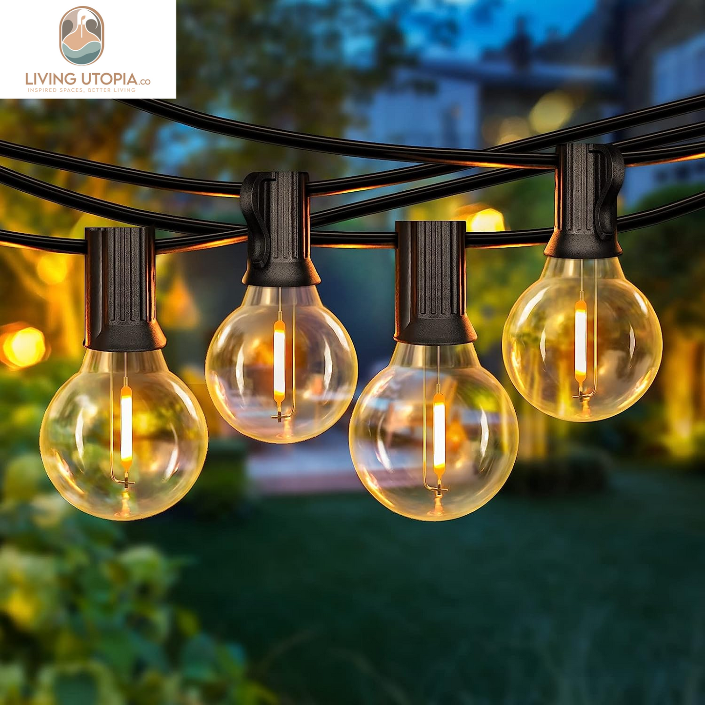 50FT LED G40 Globe String Lights, Shatterproof Outdoor Patio String Lights with 50+2 Dimmable Edison Bulbs, 50 Backyard Hanging Bistro Light Waterproof for Balcony Party Wedding Market Cafe