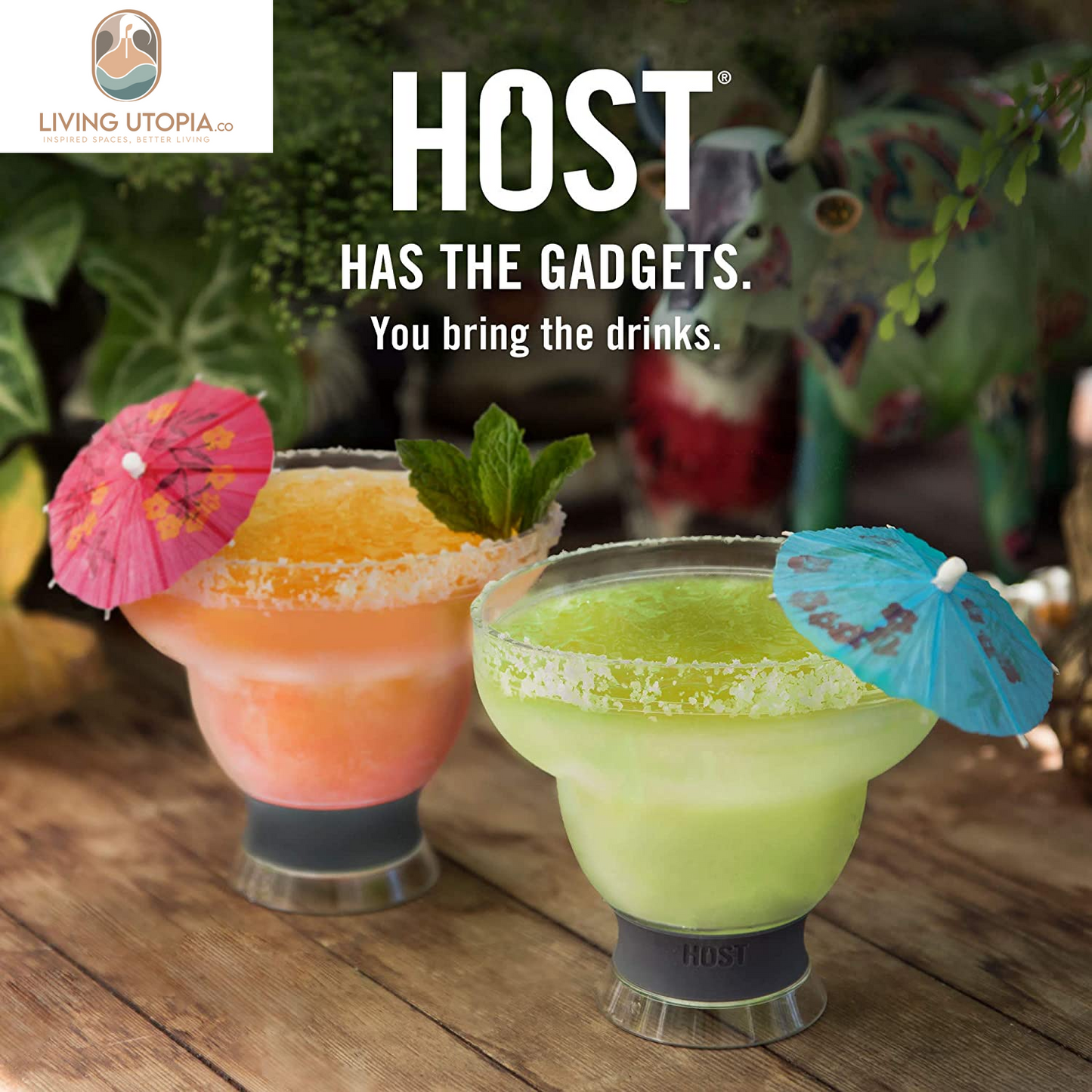 Freeze Stemless Margarita Glasses Double Walled Insulated Gel Chiller Plastic Margarita Cups - Frozen Cocktail Glass, Set of 1, 12 Oz, Green