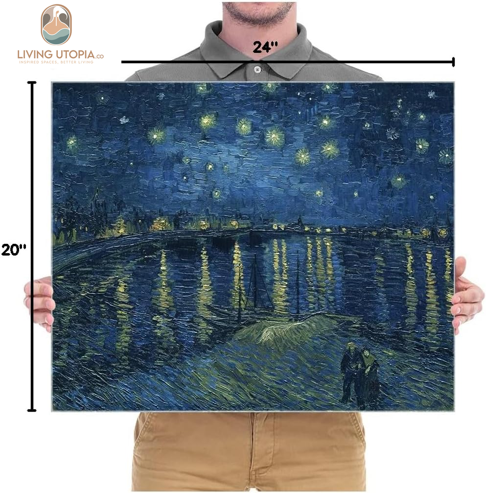 Starry Night over the Rhone by Van Gogh Classic Oil Paintings Reproduction Modern Seascape Giclee Canvas Prints Artwork on Canvas Wall Art Ready to Hang for Living Room Home Decorations