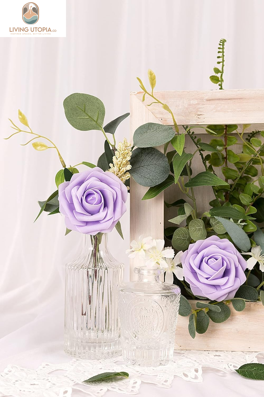 Artificial Flowers, 25Pcs Fake Flowers Rose Perfect for DIY Wedding Bridesmaid Bridal Bouquets Centerpieces Home Flower Arrangement Decoration, Series Purple