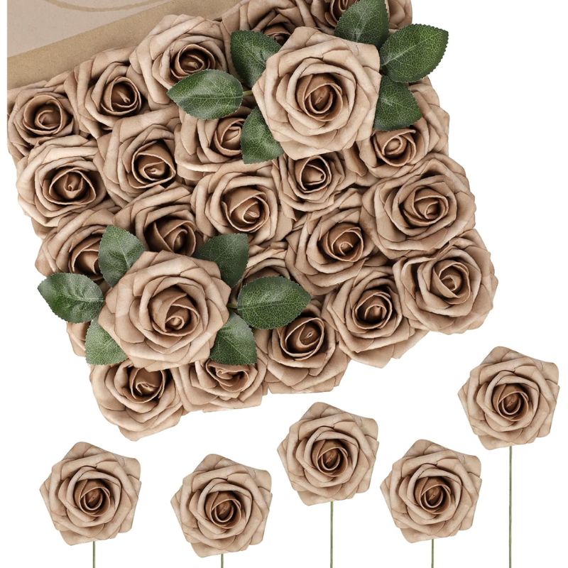 50-Pack Dusty Brown Foam Roses