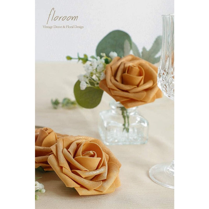 Artificial Gold Foam Roses