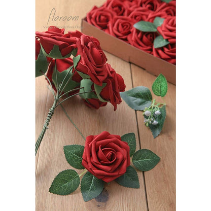 Artificial Dark Red Foam Roses