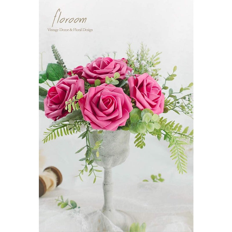 Artificial Hot Pink Foam Roses