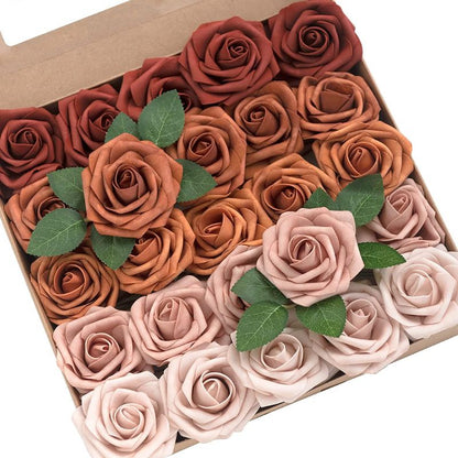 25-Piece Artificial Terracotta Flowers with Stems