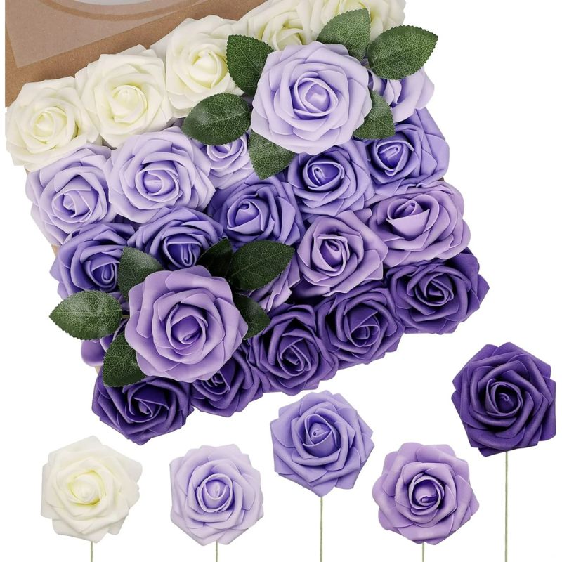 50-Pack Purple Series Foam Roses