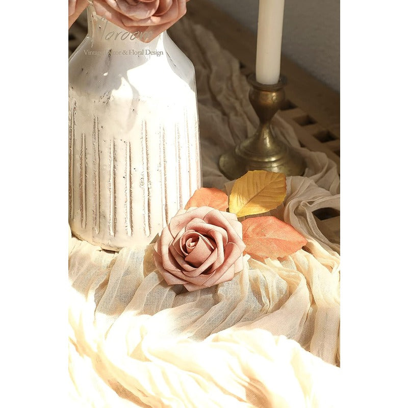 Artificial Warm Taupe Foam Roses