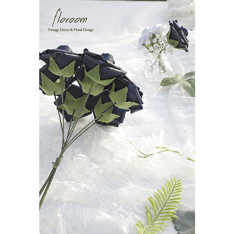 Artificial Navy Blue Foam Roses