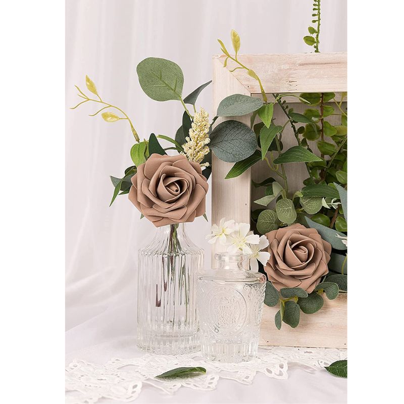 50-Pack Dusty Brown Foam Roses