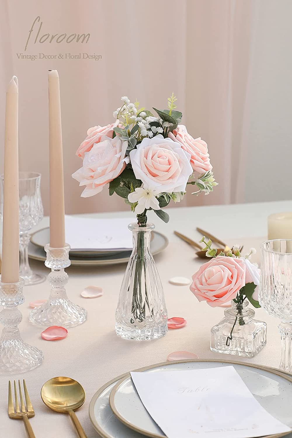 Artificial Blush Shades Foam Roses