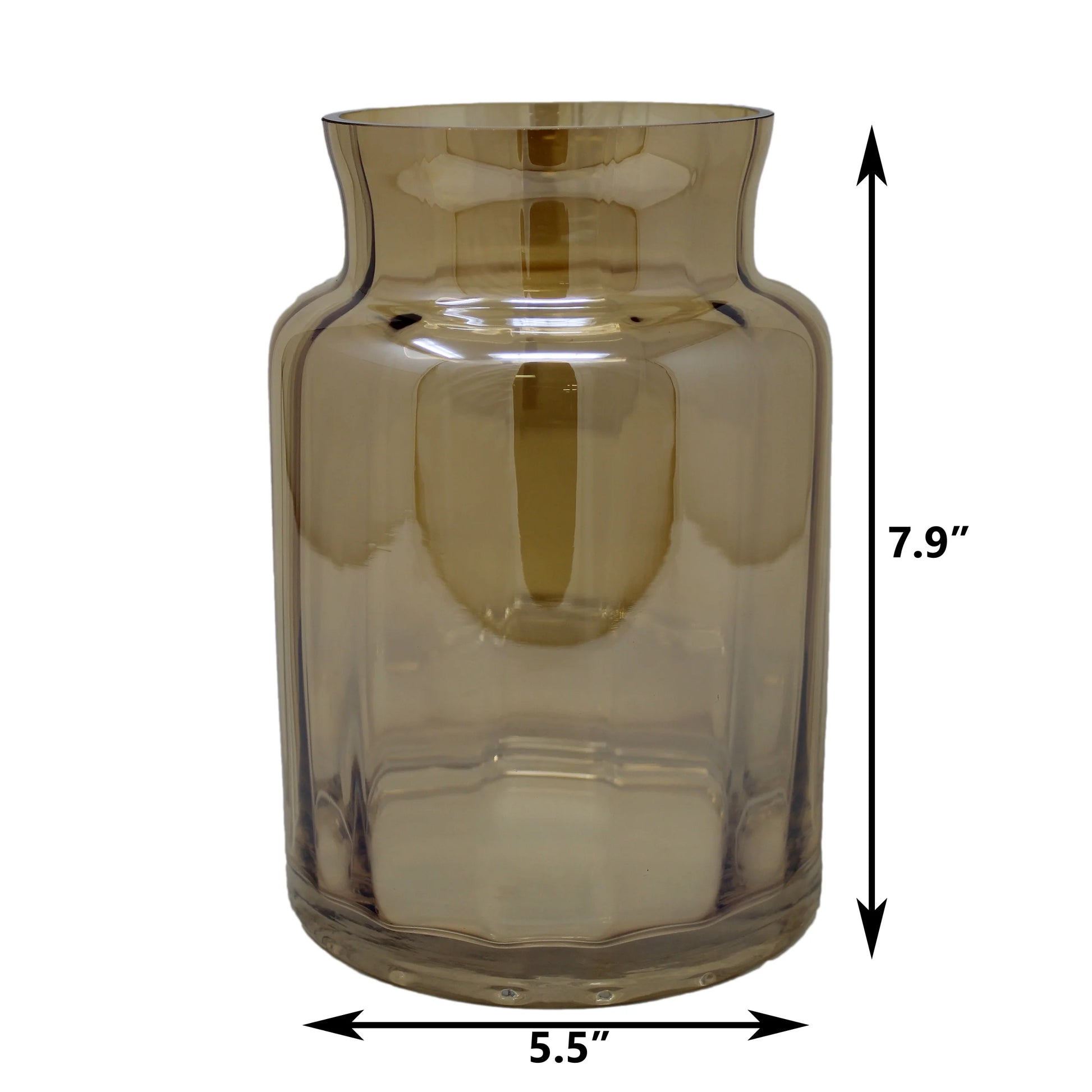 7.9" Gold Glass Vase Container, No Pattern ( 7.8"H X 5.5"W X 5.5"D)
