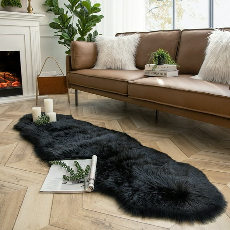 Black Fluffy Area Rug