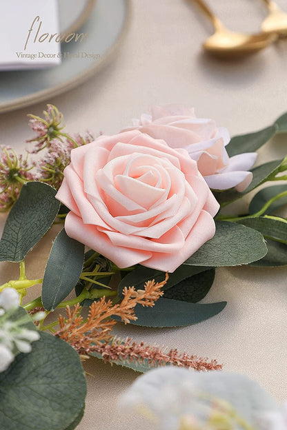 Artificial Blush Shades Foam Roses