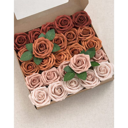 25-Piece Artificial Terracotta Flowers with Stems