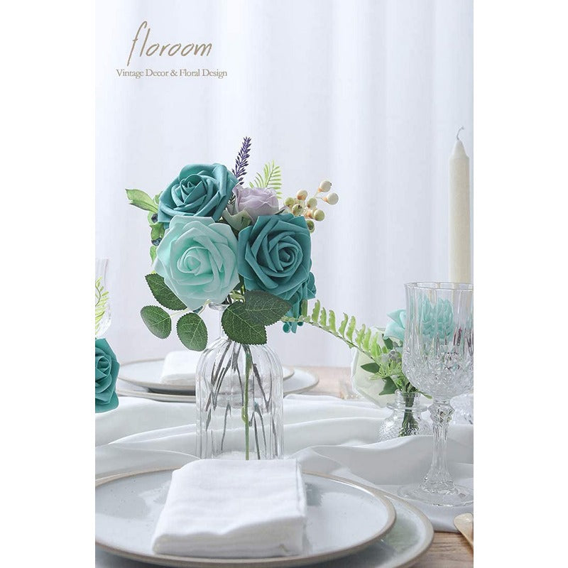 Artificial Teal Green Foam Roses