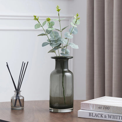 8" Smoked Black Indoor Glass Vase