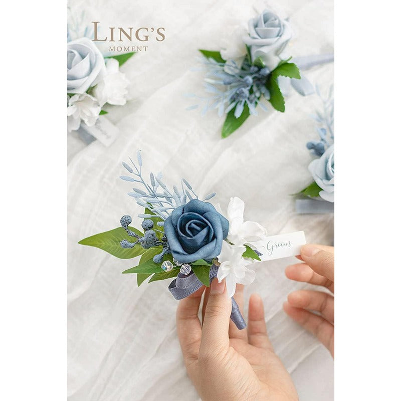 Dusty Blue Boutonniere Set