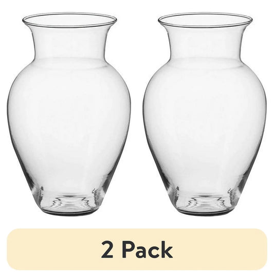 (2 Pack)  Clear Glass 10.5" Spring Valley Floral Vase