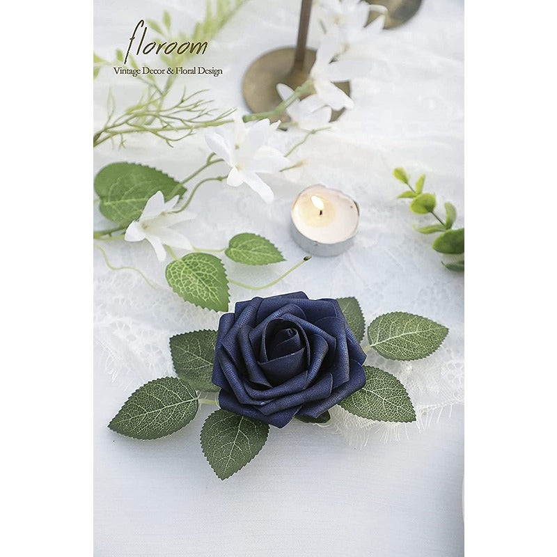 Artificial Navy Blue Foam Roses