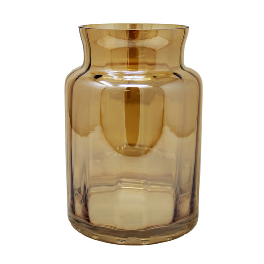 7.9" Gold Glass Vase Container, No Pattern ( 7.8"H X 5.5"W X 5.5"D)