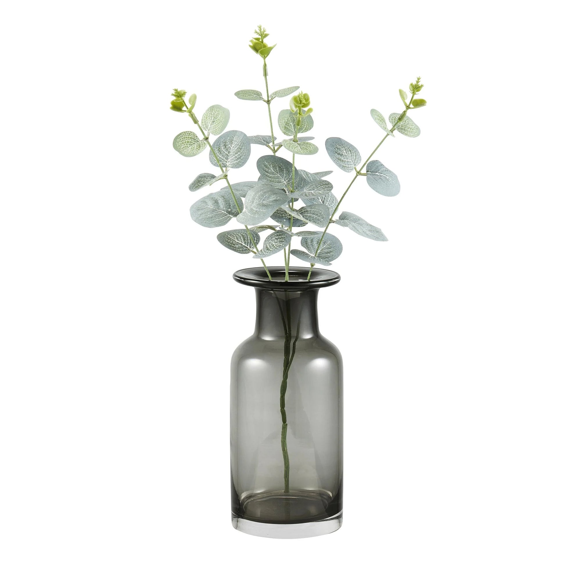 8" Smoked Black Indoor Glass Vase