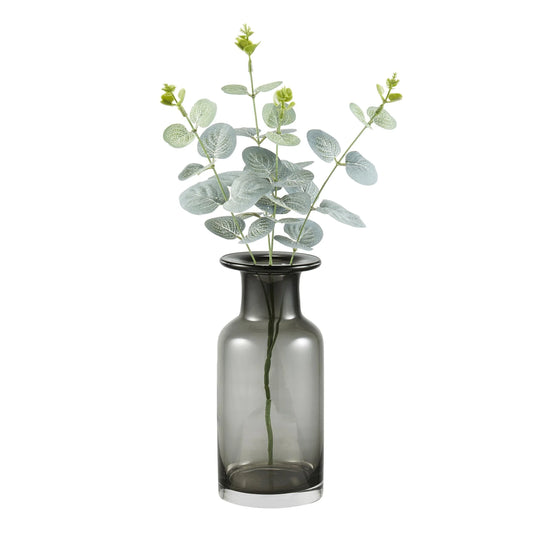 8" Smoked Black Indoor Glass Vase