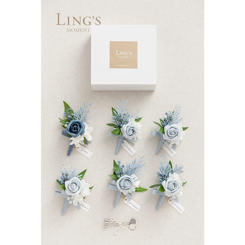 Dusty Blue Boutonniere Set