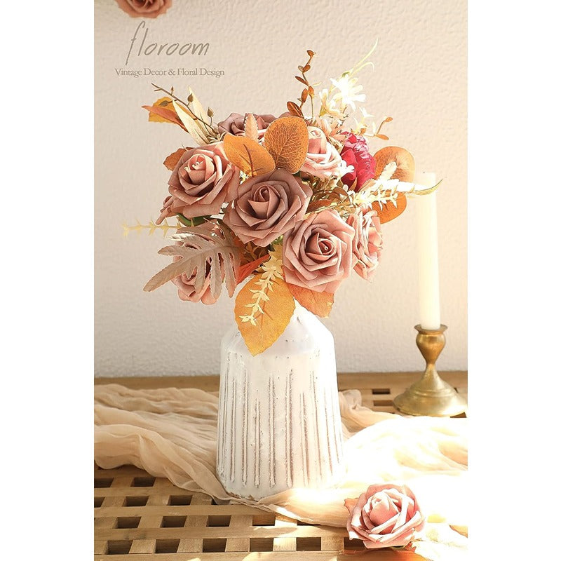 Artificial Warm Taupe Foam Roses