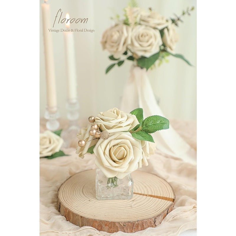 Artificial Beige Foam Roses