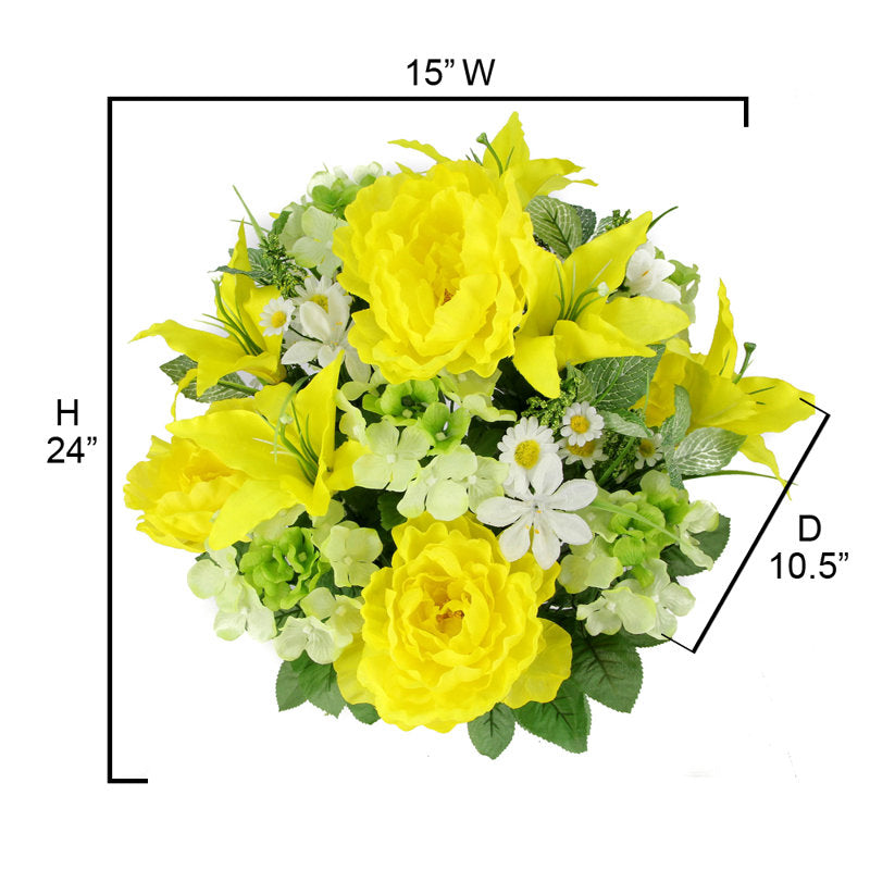 Yellow Artificial Mixed Flowers Arrangement