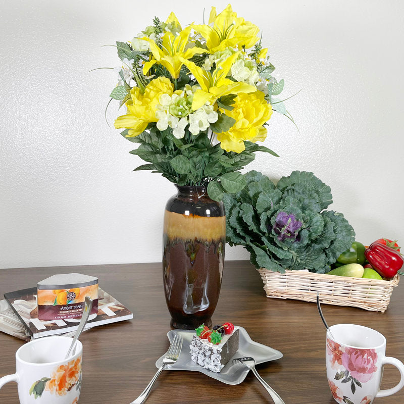 Yellow Artificial Mixed Flowers Arrangement