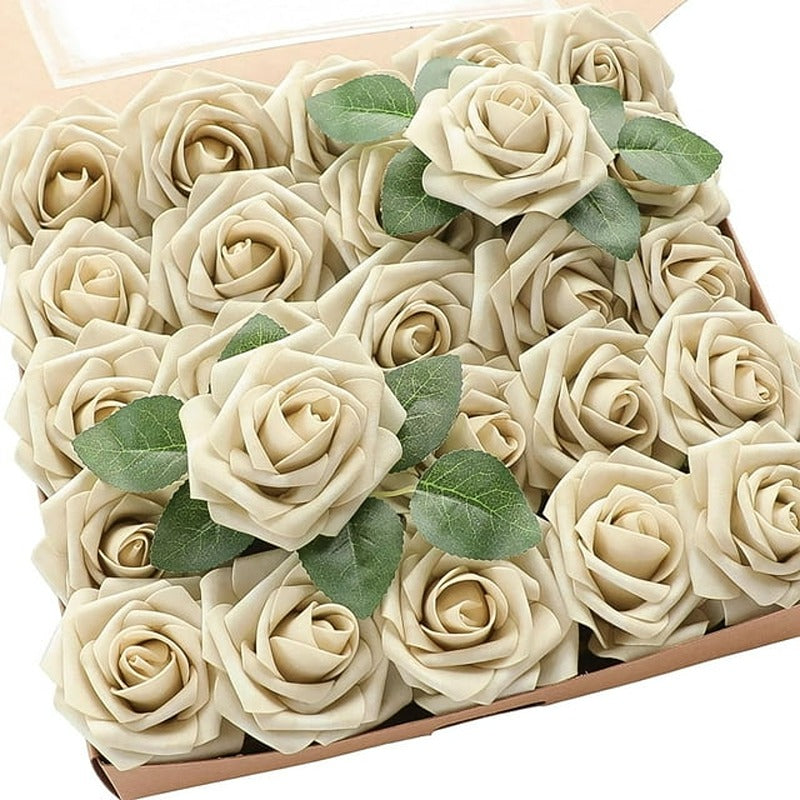 Artificial Beige Foam Roses