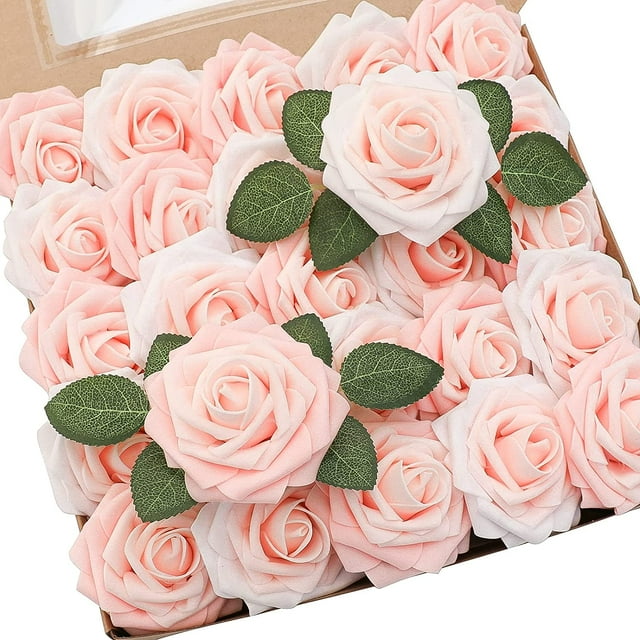 Artificial Blush Shades Foam Roses