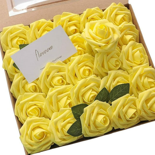 Artificial Canary Yellow Foam Roses