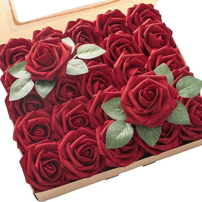 Artificial Dark Red Foam Roses