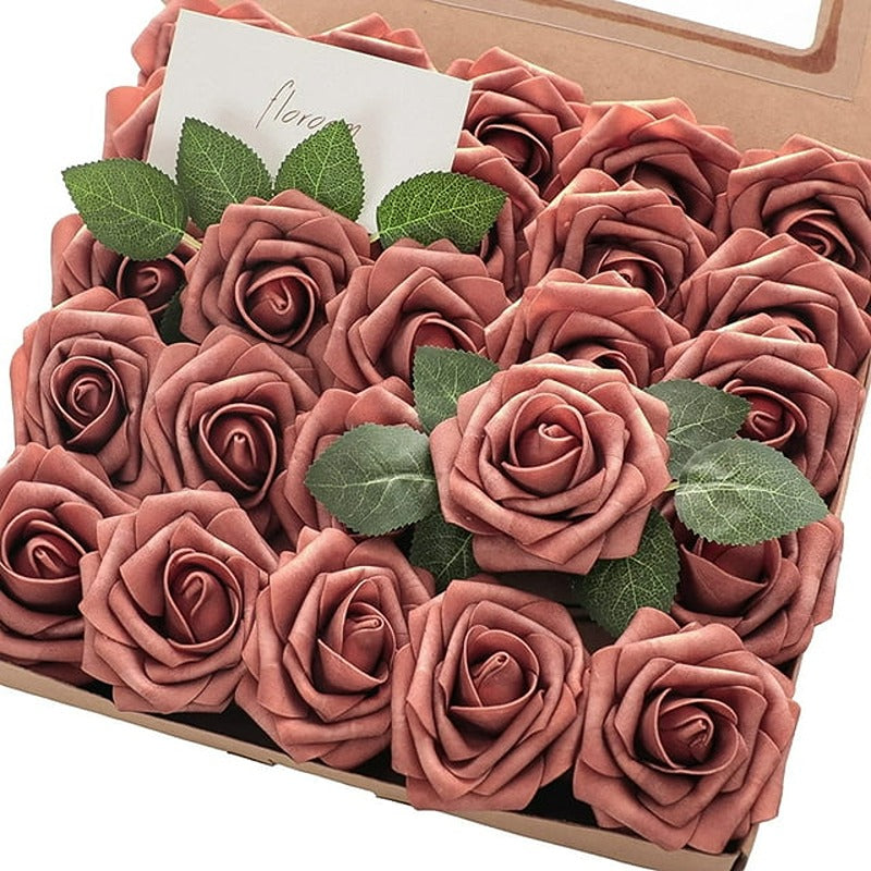 Artificial Dusty Cedar Foam Roses