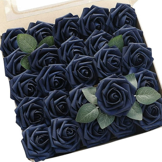 Artificial Navy Blue Foam Roses